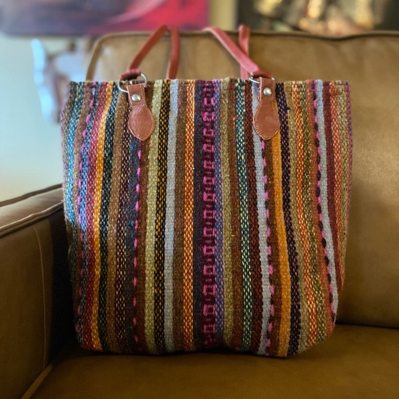 Rustic bohemian eclectic handwoven tribal wool funky colorful computer bag purse - Picture 1 of 10